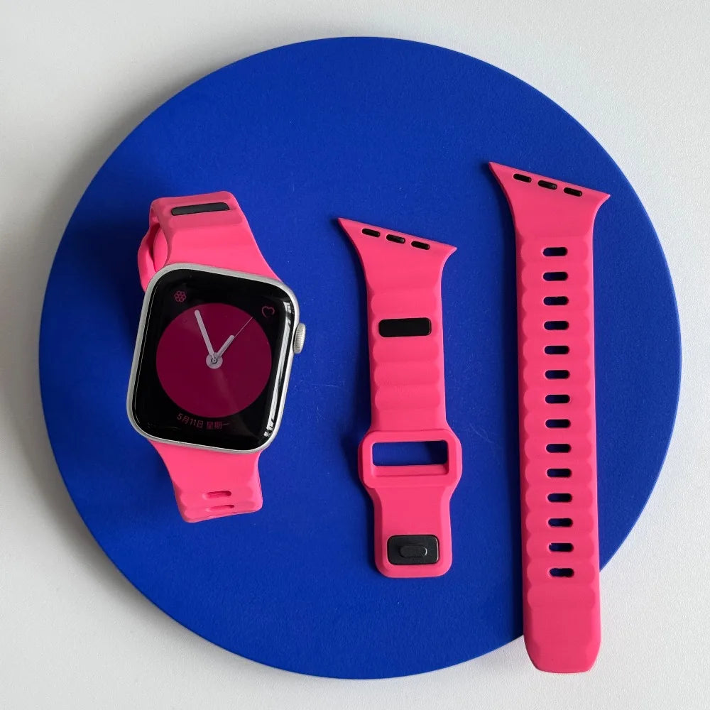 Silicone Sport Strap For Apple Watch Band Ultra 49mm 40mm 41mm 44mm 45mm 46mm correa bracelet iwatch Series 12 11 10 9 8 7 6  se