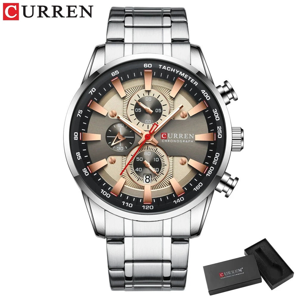 Men six-pin multifunctional quartz watch Waterproof round calendar wristwatch Sport Waterproof Wrist Chronograph Date Watches