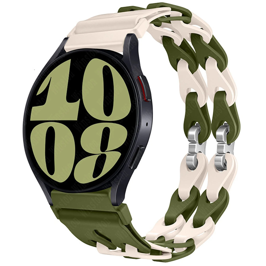22mm 20mm Chain Strap for Samsung Galaxy Watch 7 6 5 4 6Classic Silicone Band for Huawei GT4 3Pro for Amazfit GTR 4/GTS Bracelet