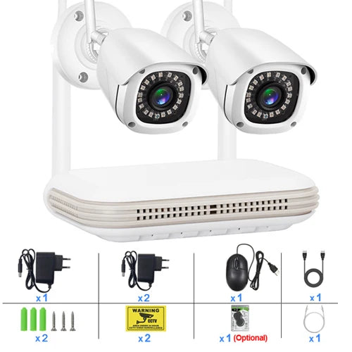 Ultra Wide WiFi Range Kit Camera 3MP H.265+2.8mm Wide Angle Ultra Clear Infrared Night Vision Closed Circuit Television 8-way