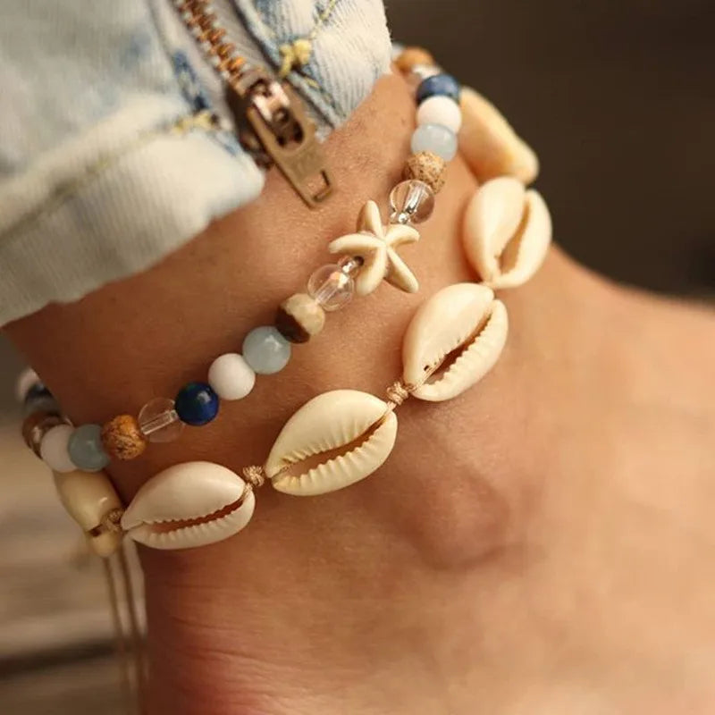 New Beads Starfish Anklets For Women Beach Anklet Leg Bracelet Handmade Bohemian Foot Chain Boho Summer Beach Jewelry
