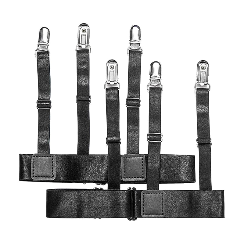 **1 Pair Men Shirt Stays Belt With Non-slip Locking Clips Keep Shirt Tucked Leg Thigh Suspender Garters Adjustable Locking Strap