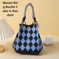 Cute Cartoon Knitted Bucket Bag Handmade Woven Ring Buckle Wrist Bag Large Capacity Tote Bag for Women Girls