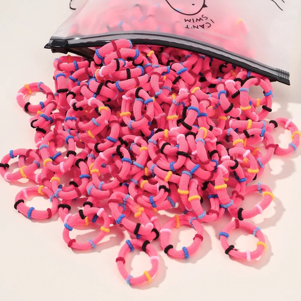 60pcs/lot Colorful Elastic Hairband Rubber Bands for Children Ponytail Support Hairties Splicing Headrope Kids Hair Accessories
