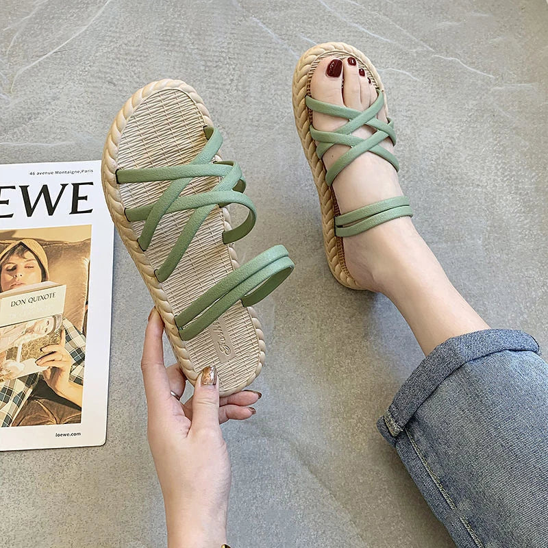 Fashion New Style Popular Women's Summer Soft Bottom Shoes Super Fairy Sandals Flower Flat Slippers For Women Wear Outdoor
