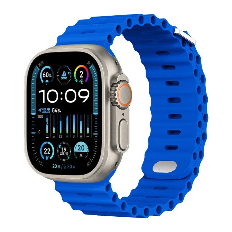Ocean Silicone Strap For Apple Watch UItra 3 1 2 49mm 10 9 8 7 11 46mm 42mm 45mm 41mm Bracelet Wristband iWatch 6 5 4 SE3 44mm