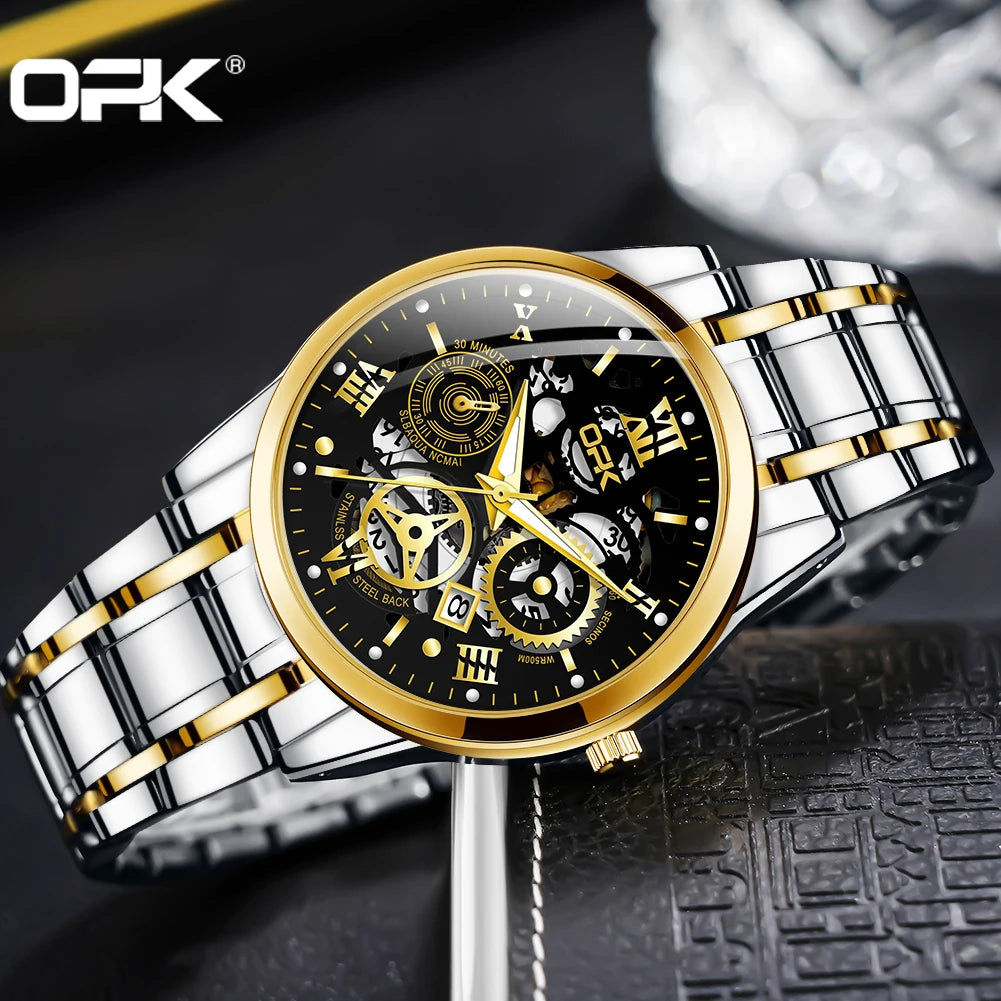 OPK8135 Men's Watch, Steel Band with Night Glow Waterproof