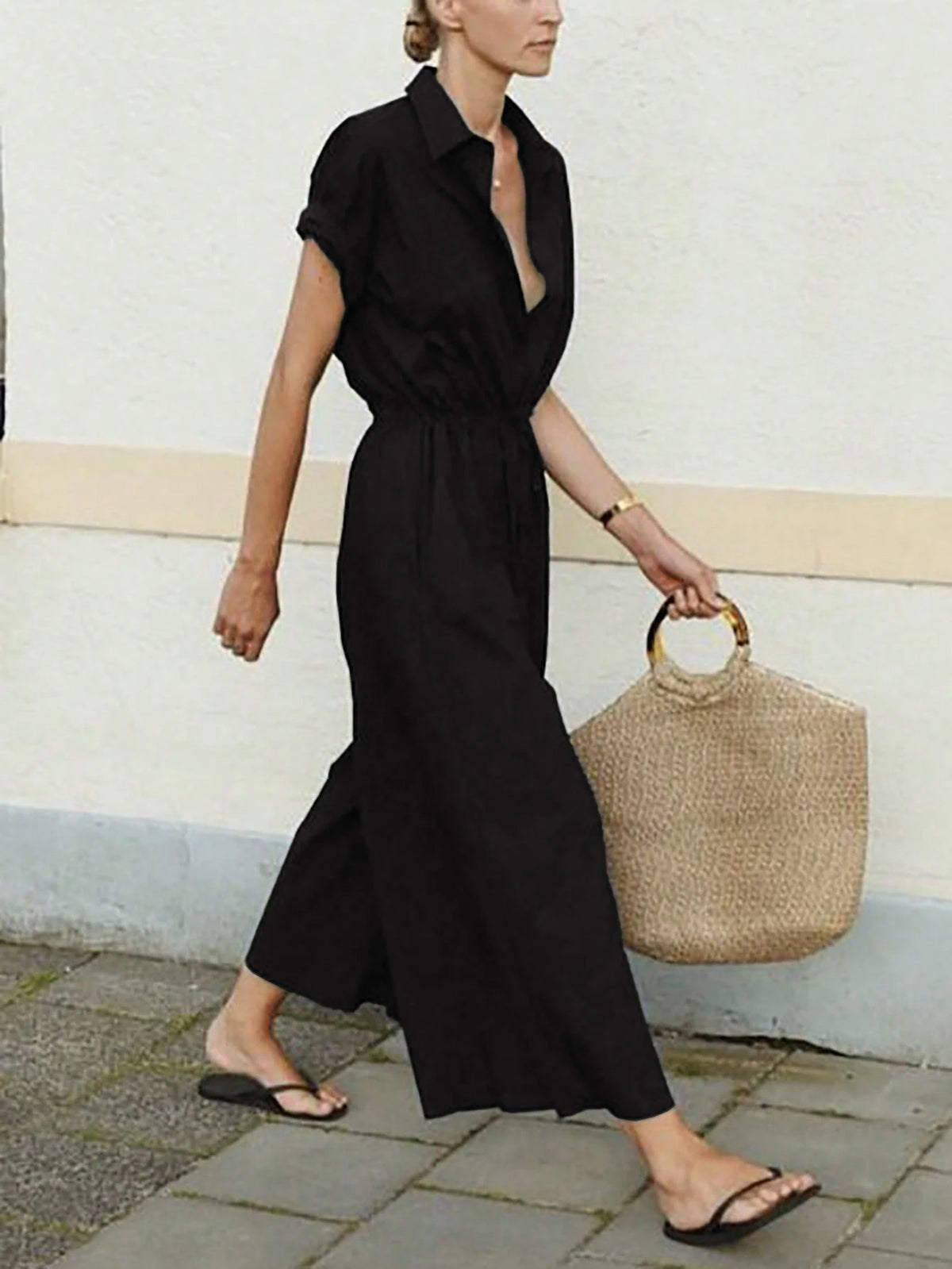 Women's Casual Solid Color Minimalist Basic Jumpsuit Comfortable Fit All-Season Fashionable One-Piece Suit