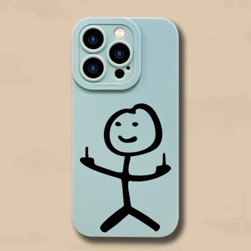 Cute Cartoon Matchman Matte Silicone Phone Case For iPhone 18 16 11 12 13 14 15 17 Pro Max XR XS X 7 8 Plus 16E Soft Back Cover