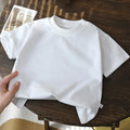2-8Y New Summer Casual Children Tee 100% Cotton Solid Color Girls Short Sleeve Top O-Neck Soft Breathable Kids Clothes