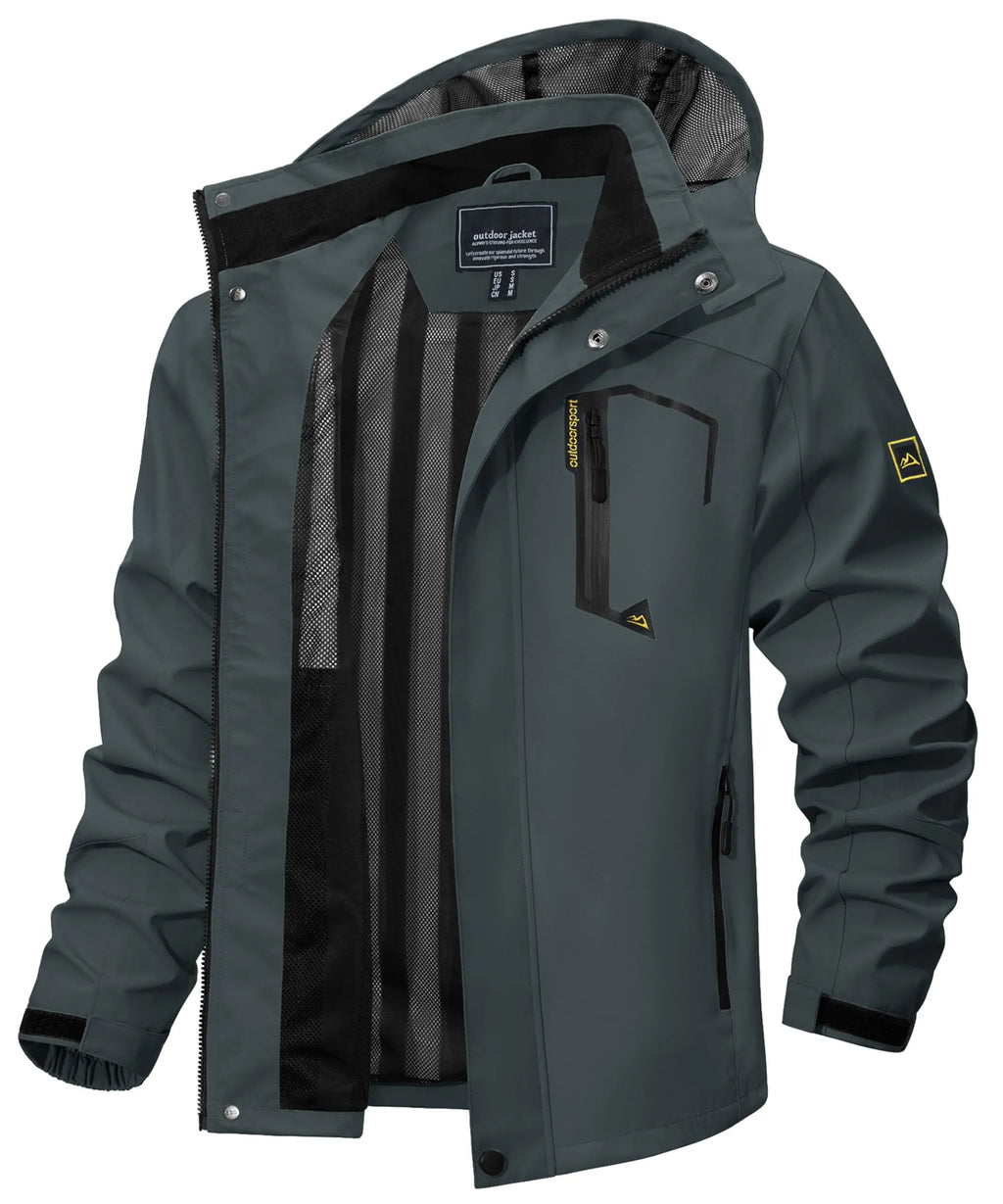 TACVASEN Spring Autumn Lightweight Jackets Mens Mesh Lined Waterproof Rain Jacket Outdoor Fishing Hiking Jacket Male Windbreaker