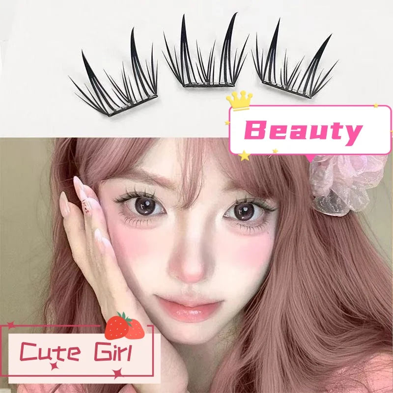 MJ Self Adhesive DIY Lashes No Glue Needed Reusable Bottom Lash  Fluffy Cluster Eyelash Korean DIY Manga Lash Extension At Home