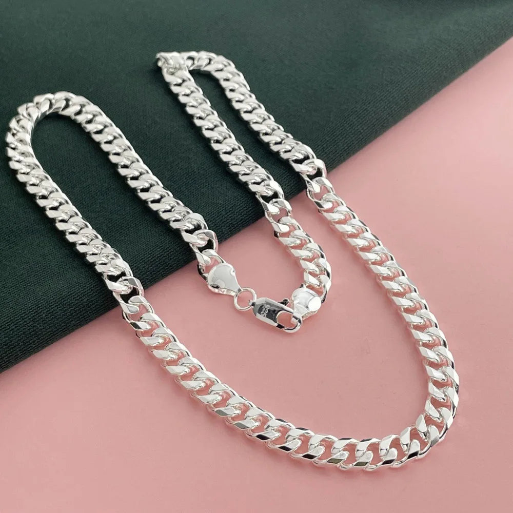 Street Hip-hop 6mm 50-65cm Cuban Side Necklace Silver & Gold S925 Sterling Silver Unisex Cool Style Full of Personality & Aura
