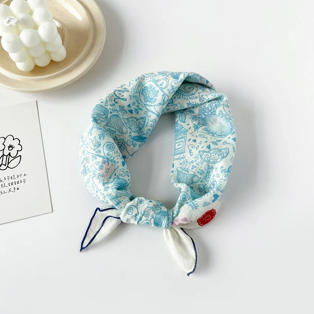 Fashion Square Scarf 1pcs Cotton Rich Summer Scarf Digital Printed Head Scarf for Women Versatile Lightweight Wrap Chic
