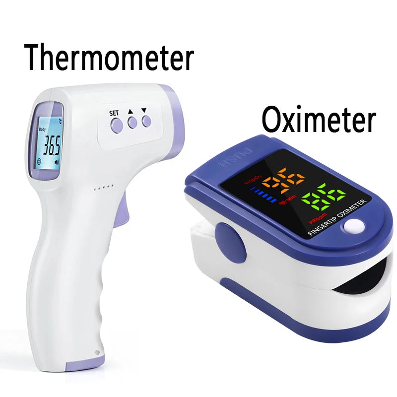 Non-Contact Temperature IR Thermometer Body Fast Measure Digital Fever Thermometer OR Portable Fingertip Blood Oxygen Oximeter