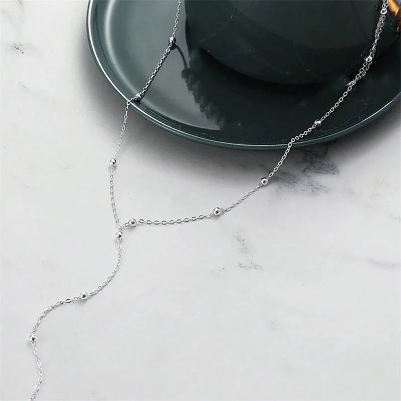 Vintage Gold Color Long Chain Drop Necklaces for Women Simple Metal Geometric Bead Tassel Choker Party Aesthetics Jewelry