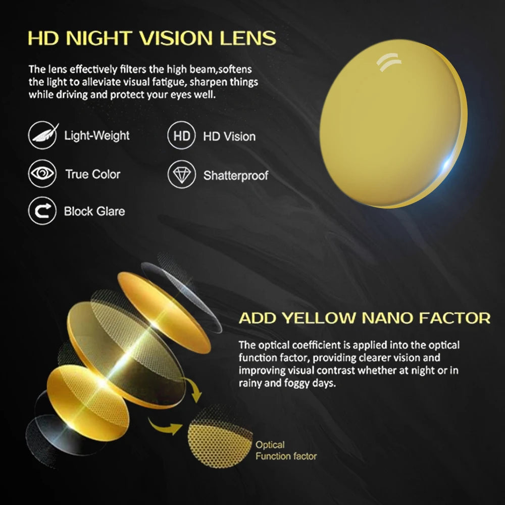 CRIXALIS Night Vision Glasses Men Women Anti Glare Night Driving Glasses Yellow Lens Driving Runnning Anti-reflective UV400