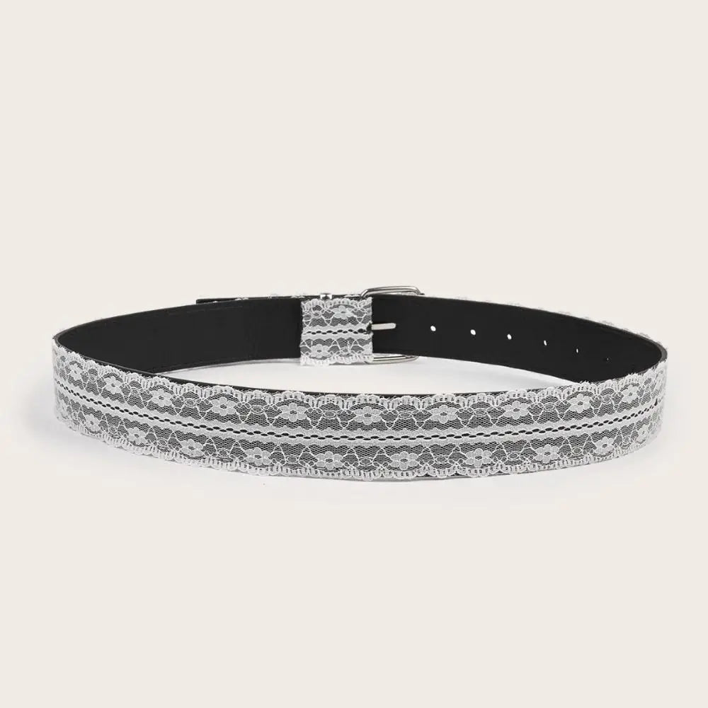 Elegant Beautiful Lace Waist Belt White Floral Leather Lace Waistband Decor Accessory Gift Casual Waist Strap All-match