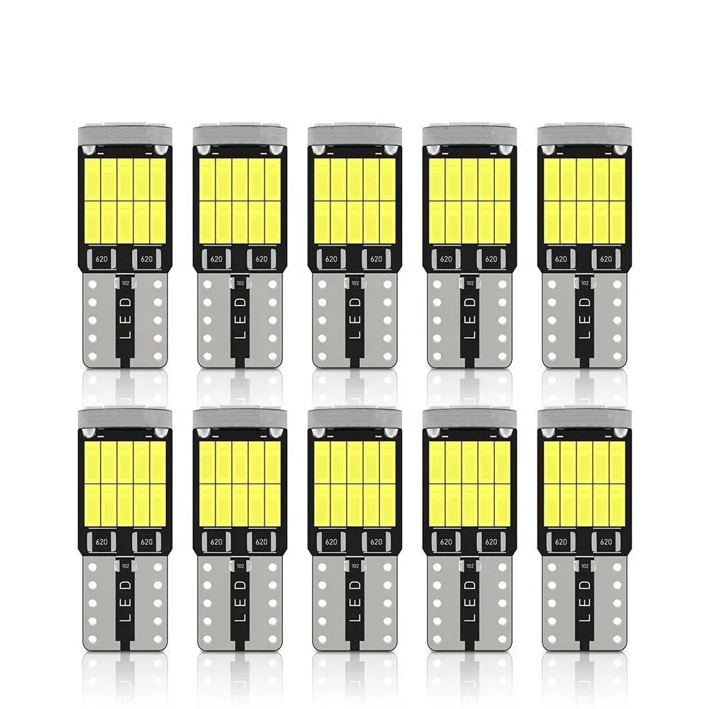 10PCS T10 W5W LED Bulbs - 6000K Cool White 4014 26SMD Canbus, Fits 168 194 5w5 for Car Interior & Signal Lights Upgrade