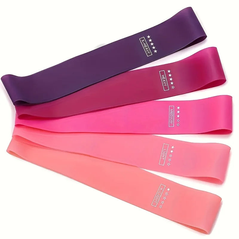 5-Piece Color Resistance Band Set - Portable Elastic Fitness Bands for Yoga, Pilates, Gym and Weight Training - Durable Tpe Material, Perfect for Stretching and Strength Training, Pilates Equipment | Multifunctional Fitness B