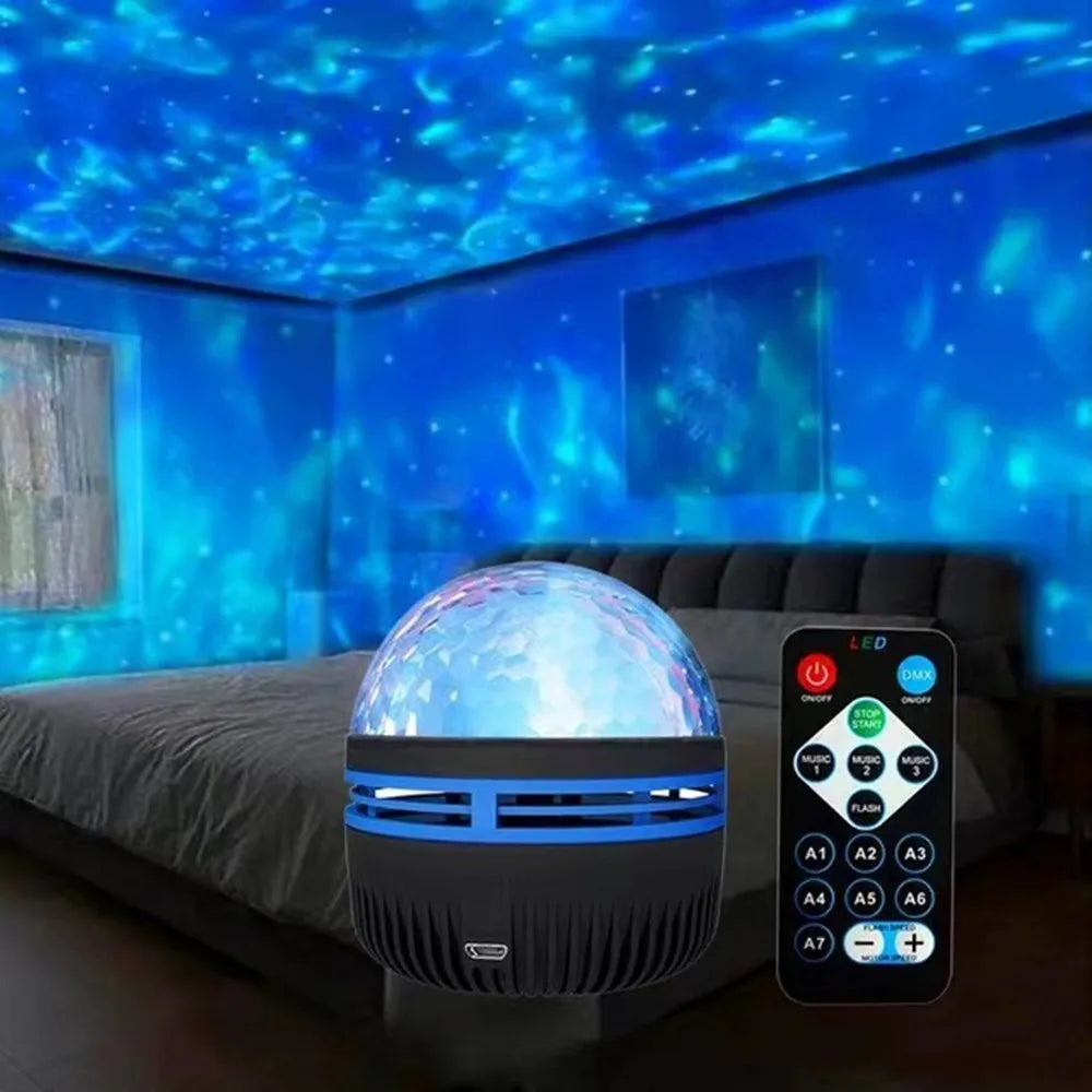 RGB Galaxy Aurora Projection Lamp USB Powered Remote Control Auto Rotate Star Night Light For Bedroom Home Theater Ornament