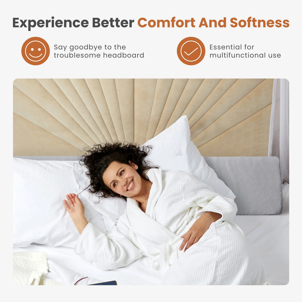 JHK Headboard Wedge Pillow Memory Foam Pillow Ergonomic Neck Pillow Ventilated Cooling Bed Pillow with Removable Washable Cover