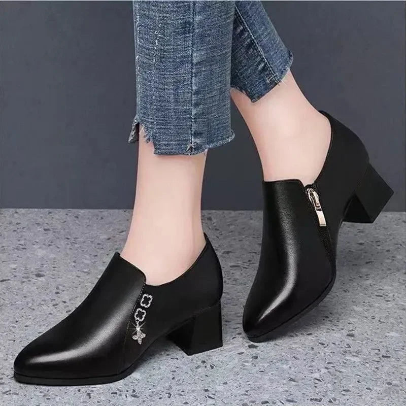 Women Casual European Design High Quality Spring Lace Up Shoes Lady Cool Comfort Black Stylish Heel Boots Botas Femininas G745