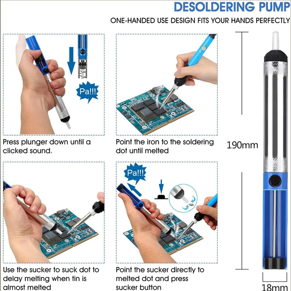 19-IN-1 Soldering Iron Kit Welding Tool Soldering Kit with LCD Digital Multimeter 60W Soldering Iron 5 Extra Tips EU/US Plug
