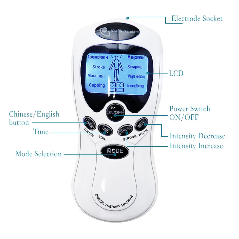 Electric Dual Output Tens Massage Machine Electrical EMS Muscle Stimulator Full Body Pulse Massager Acupuncture Digital Machine