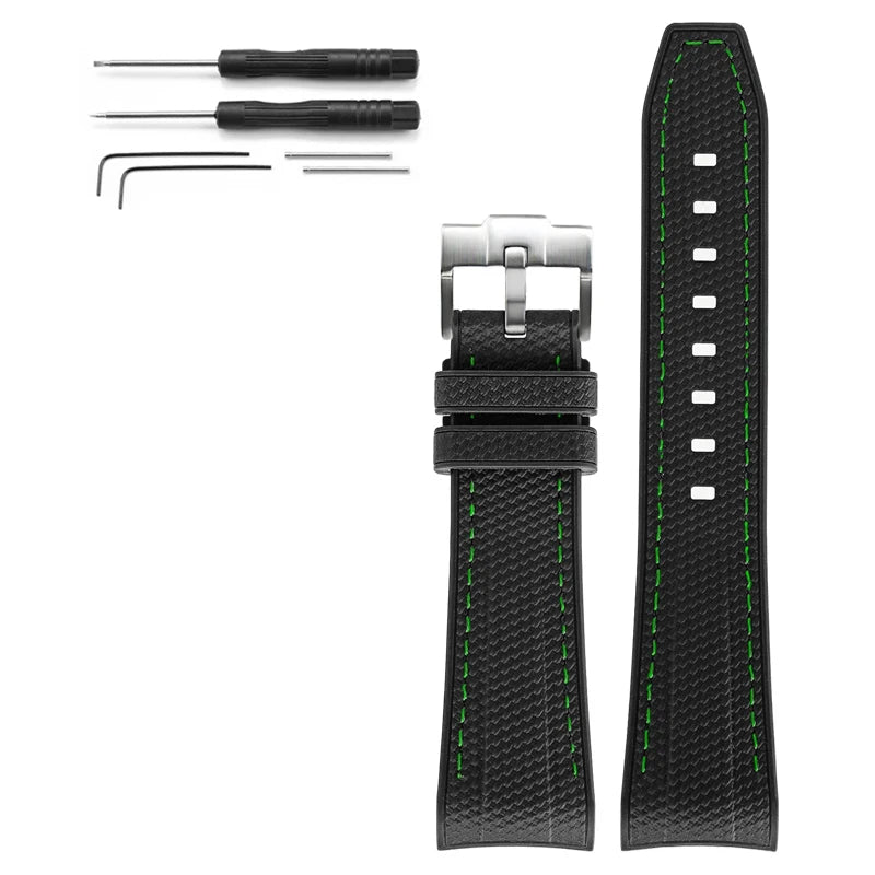 Rubber Silicone Watch Band for Swatch X Blancpain GREEN ABYSS Curved End Waterproof Sport Woven Pattern Strap Bracelet 22mm