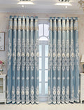 1PC Curtains,Luxury vintage-style embroidered curtains with 3D relief patterns, dual-layer design for privacy and light control