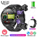 LIGE With Earbuds Bluetooth Headset Smartwatch Women Speaker Tracker Music Sport Watch Men Waterproof Smart Watch AMOLED Screen