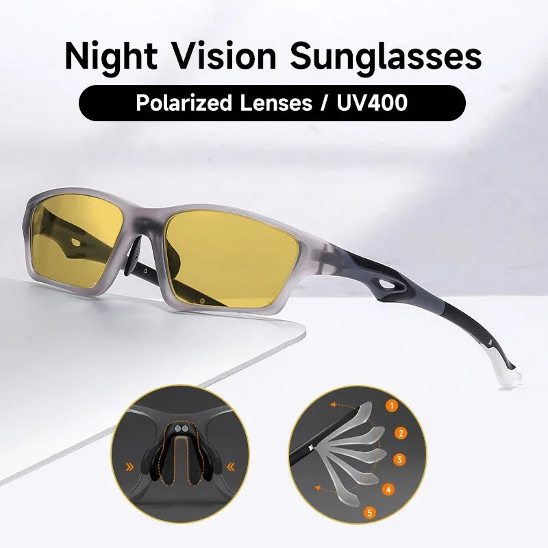 High Quality Night Vision Polarized Sunglasses Men Women Sports Riding Glasses TR90 Cycling Eyewear UV400 Goggle