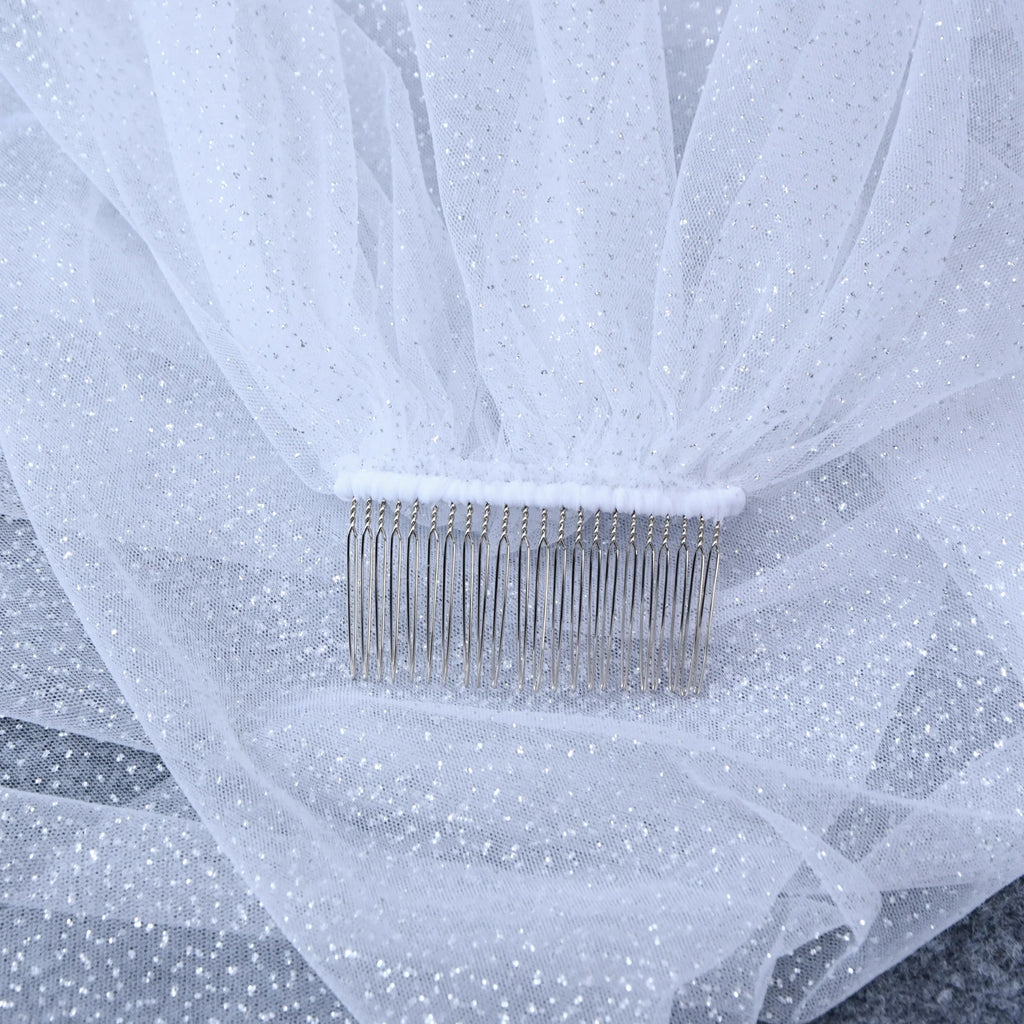 Sparkling Wedding Veil Luxury Shine Bridal Veil Silver Hues with Sequins Cathedral Length Veils with Comb Bride Accessorie V101