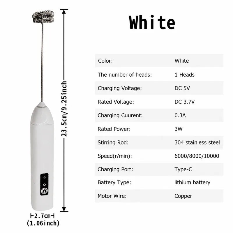 Milk Frother Egg Beater Mini Coffee Whisk Mixer Rechargeable Electric Milk Frother Wireless Milk Foamer Maker Handheld Stirrer