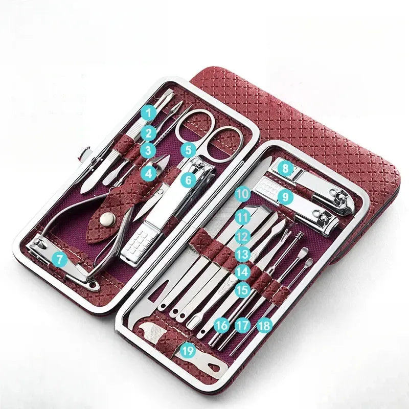 19 Pieces Nail Care Set, Nail Clippers Dead Skin Remover Angled Scissors Household Manicure Tools