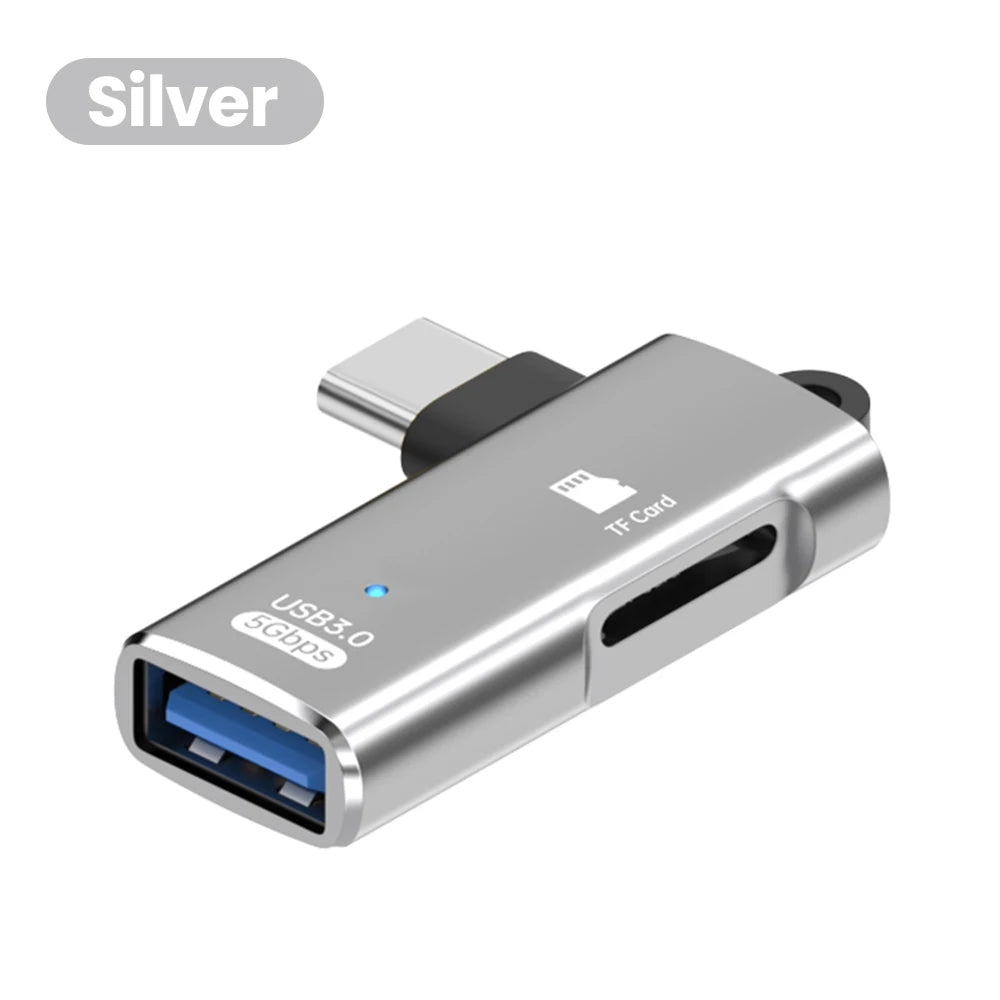 3 in 1 OTG Adapter USB 3.0 to Type c Male to TF Memory Card Reader U Disk Reading For iPhone 15 16 Huawei