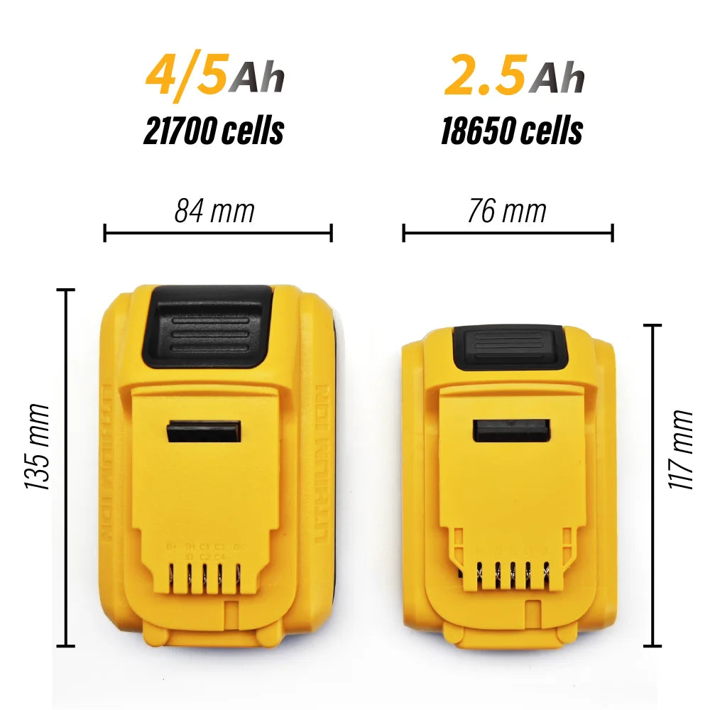 TPCELL 4Ah/5Ah For D.Walt 20V Battery Tabless 21700 DCB200  Replacement Battery Compatible With For D.walt 18V/20V Tools Battery