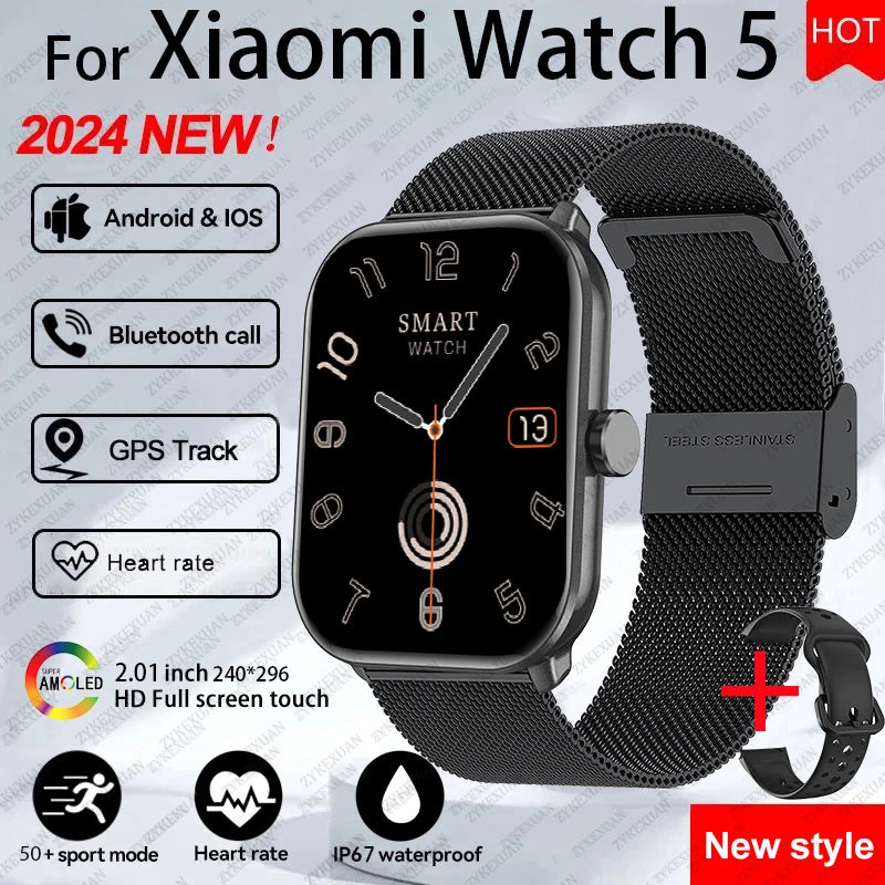 Watch 5 Global Version Smartwatches Men Women HD AMOLED Screen Heart Rate Waterproof Bluetooth Call GPS Track Sports Smart Watch