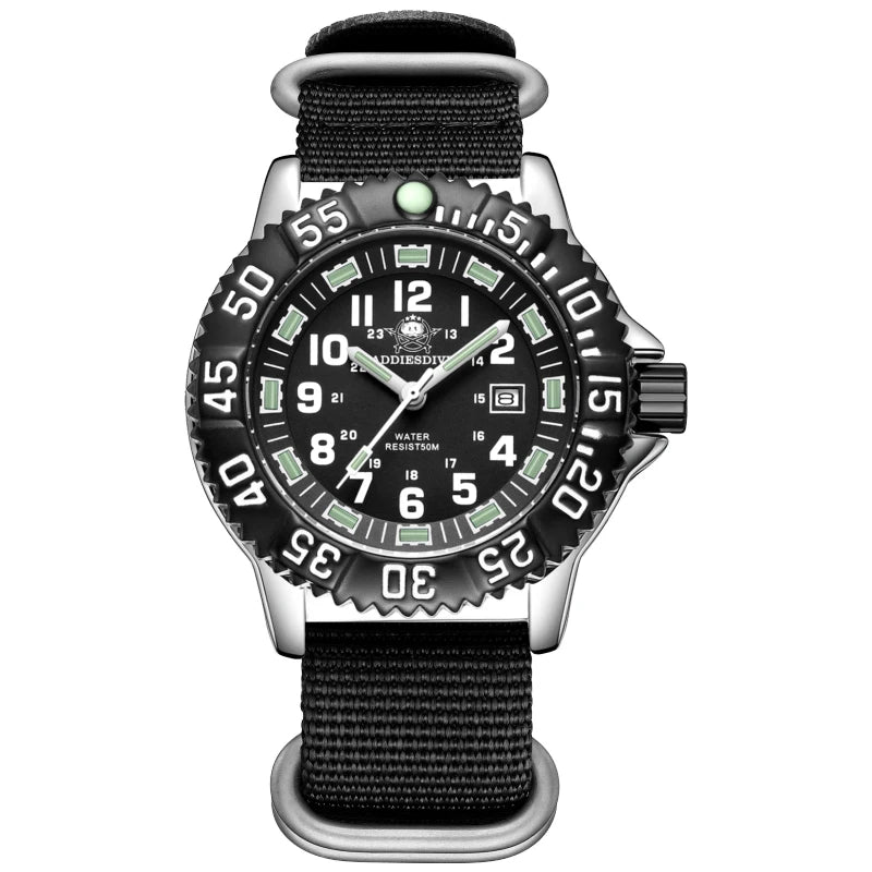ADDIESDIVE Fashion Men's Analog Watches 50m Waterproof Luminous Tube Nylon Sports Men Military Wristwatches Quartz Watch For Men