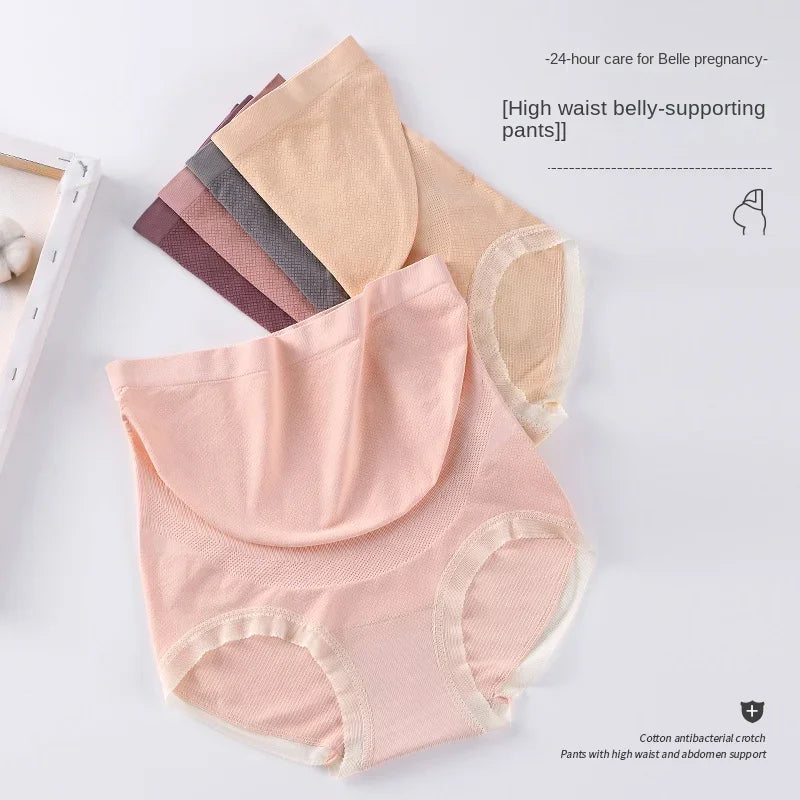 Maternity Panties High Waist Pregnant Panties Adjustable Belly Support Briefs for Pregnant Women Lace Solid Color Cozy Intimates