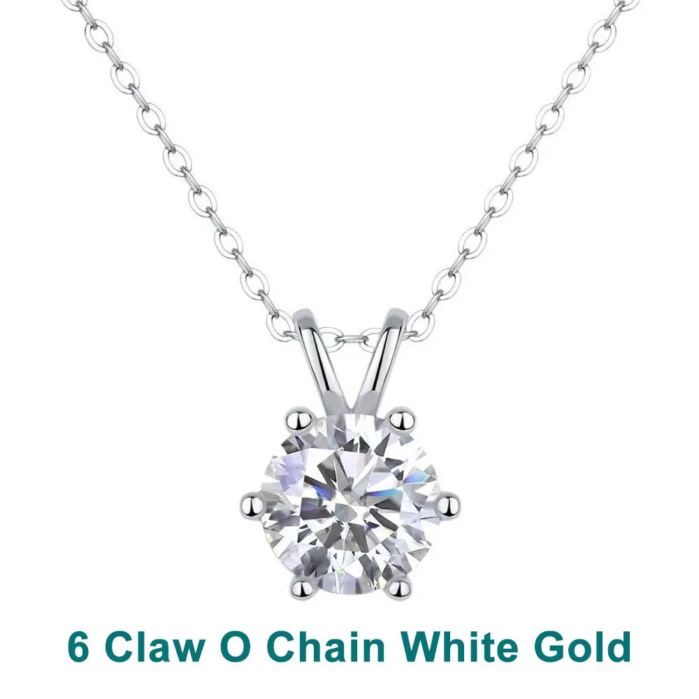 KNOBSPIN 1-5 CT Moissanite Necklace Solitaire Pandent GRA Certified Dainty s925 Sterling Silver 18k Classic Necklaces for Women