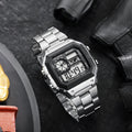 YIKAZE Digital Watch Men's Watch Stainless Steel Strap Countdown Sport Watches Waterproof Led Electronic Wristwatch for Men Gift