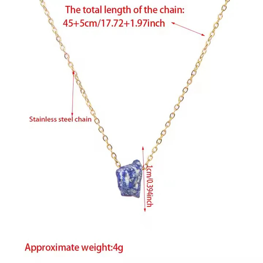 Natural Crystal Stone amethyst citrine Irregular stone agate Pendant Necklace with Stainless Steel gold Chain Gemstone Jewelry