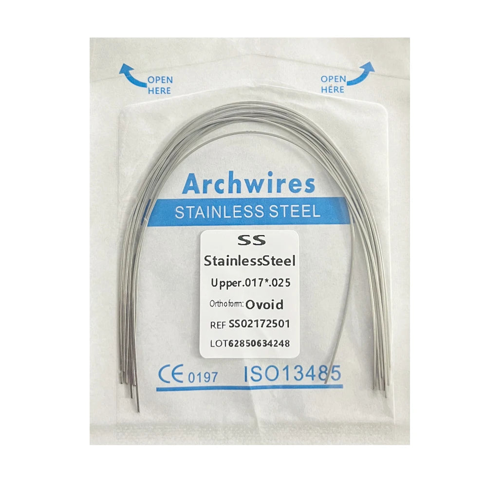 10pcs/pack Dental Orthodontic Stainless Steel Round/Rectangular Wire Ovoid Form Dentist Material Dental Arch Wire