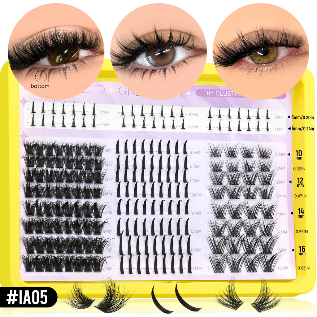 GROINNEYA Manga Lashes Cluster Lashes Natural Eyelash Extension Cluster Natural Volume Individual Lashes Mixed Tray Lashes
