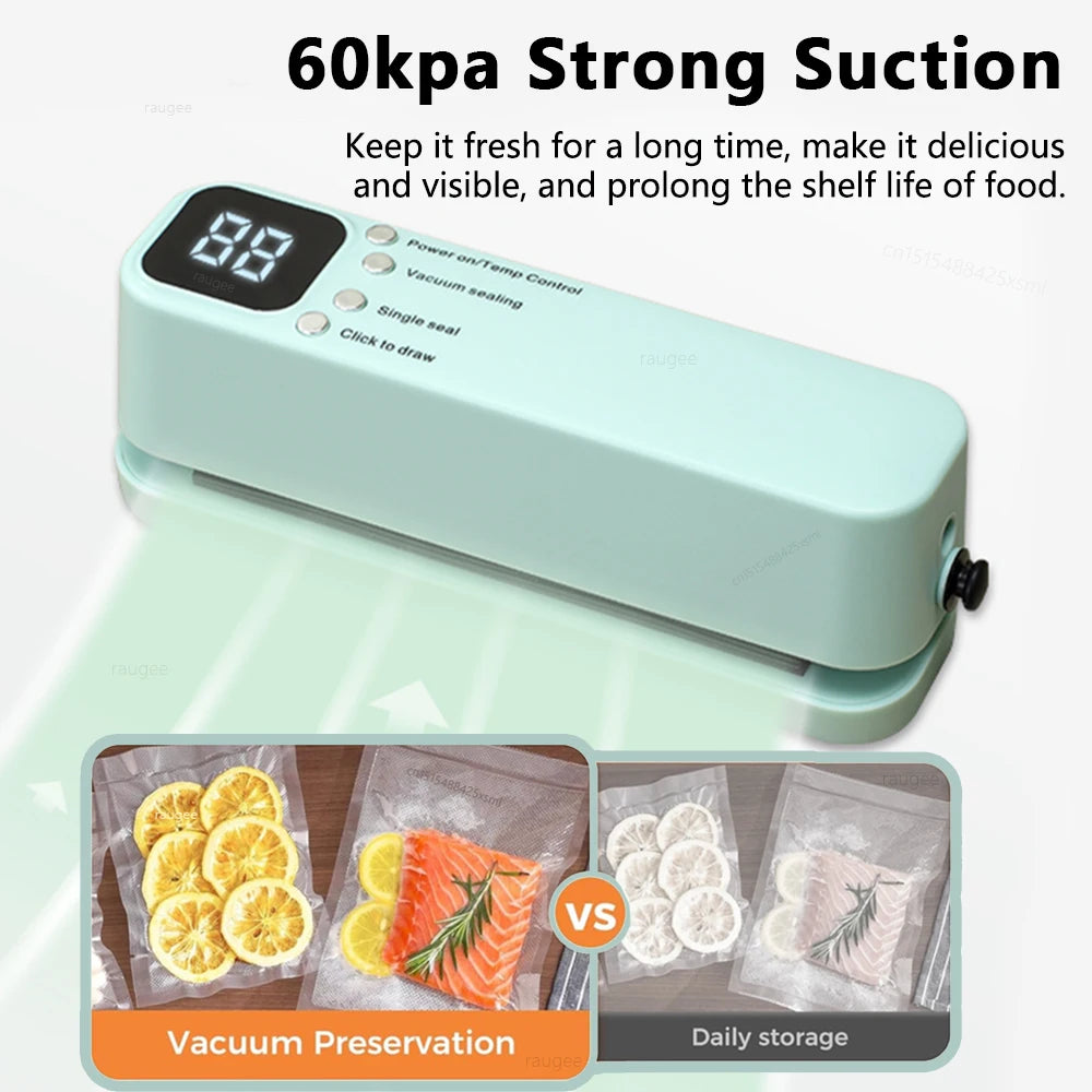 Mini Vacuum Sealer 3 in 1 Cordless Food Sealer Portable Food Sealer with Pump Strong Suction Handheld Rechargeable Food Sealer
