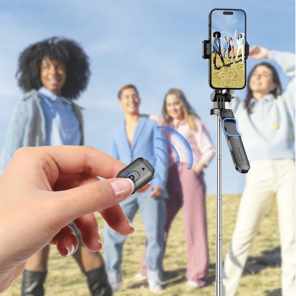 MEUYAG Selfie Stick Tripod with 1708mm Long Monopod Fill Light, Bluetooth Remote, 360° Rotation, 1/4 Interface, for mobile phone