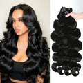 30 32 Inch Full Head Body Wave Bundles 100% Raw Human Hair Weaving Virgin Hair Extensions 1 3 4 Pcs Natural Black Color Double Weft Remy Hair Thick Full Ends Hair Bundles