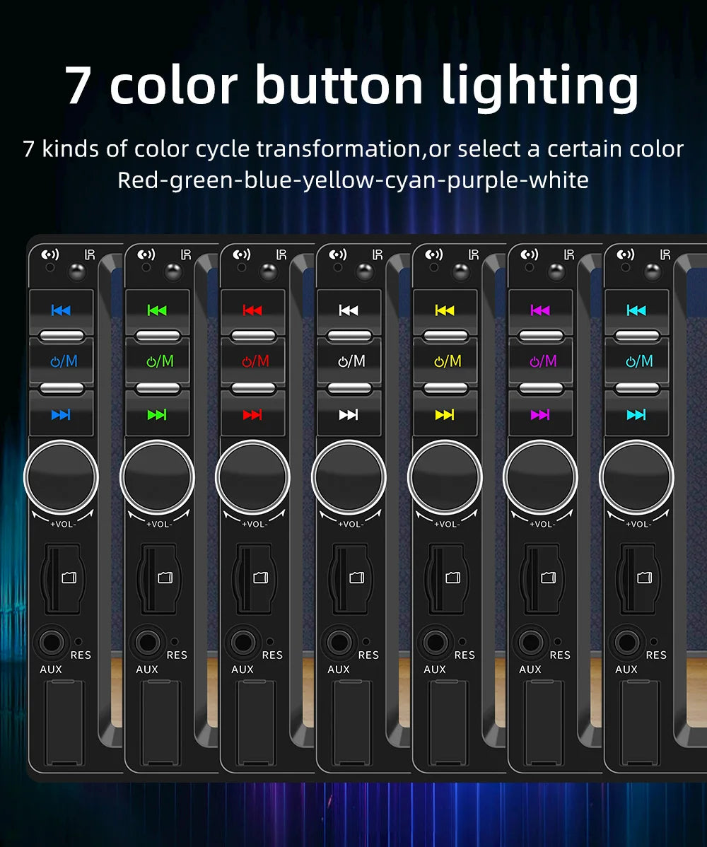 BQCC 7" 2Din/1 Din MP5 Car Player Mirrorlink wired Android AUTO/CarPlay BT AUX  Colorful lights FM Car Radio F7018C